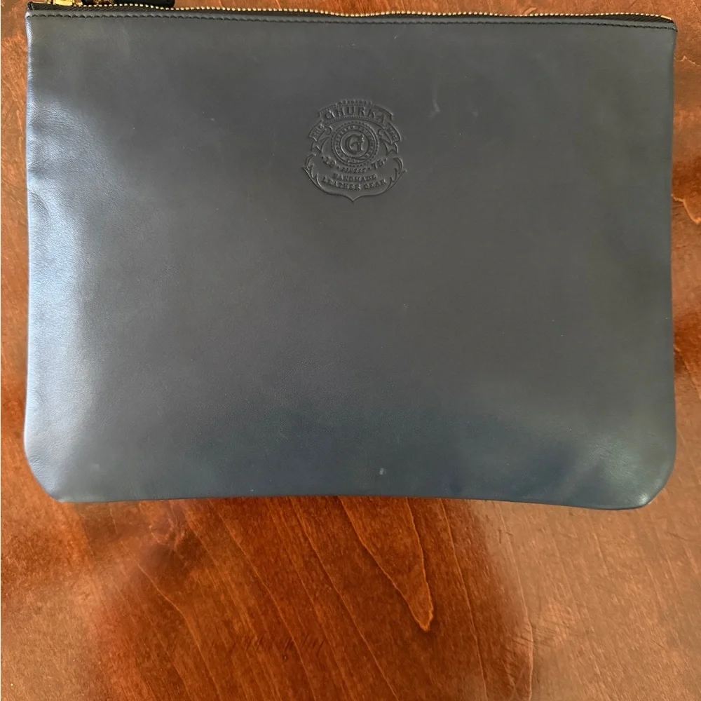 GHURKA Marley Hodgson Navy Blue Leather Pouch,top zip, a beauty!!